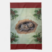 ベビー灰色リスのクリスマス キッチンタオル (縦)