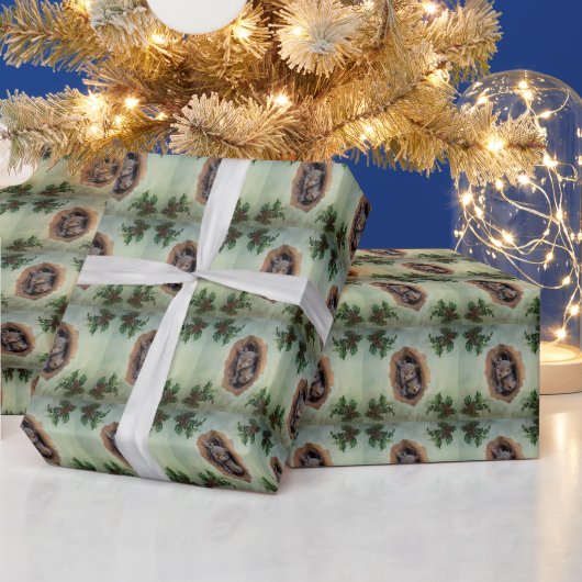 ベビー灰色リスのクリスマス ラッピングペーパー (クリスマス)