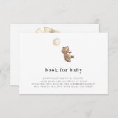 ベビー熊シンプル赤モダンシャワー用の本 エンクロージャーカード (正面/裏面)