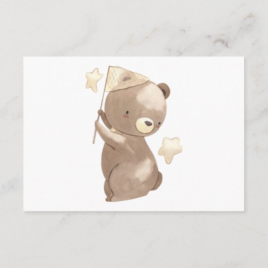 ベビー熊シンプル赤モダンシャワー用の本 エンクロージャーカード (裏面)
