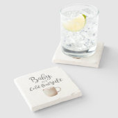 ベビー熱いココアの外は寒い ストーンコースター (横)