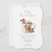 ベビー熱いココアベビーシャワー外は寒い 招待状 (正面)