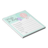 ベビー熱気球シャワーゲームのご希望 ノートパッド (アングル)