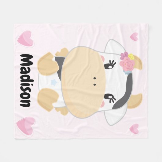 ベビー牛かわいこちゃんシャワパーソナライズされたー フリースブランケット (正面(横))