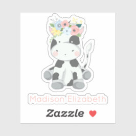 ベビー牛とフローラクラウン子供部屋名前をカスタムする シール