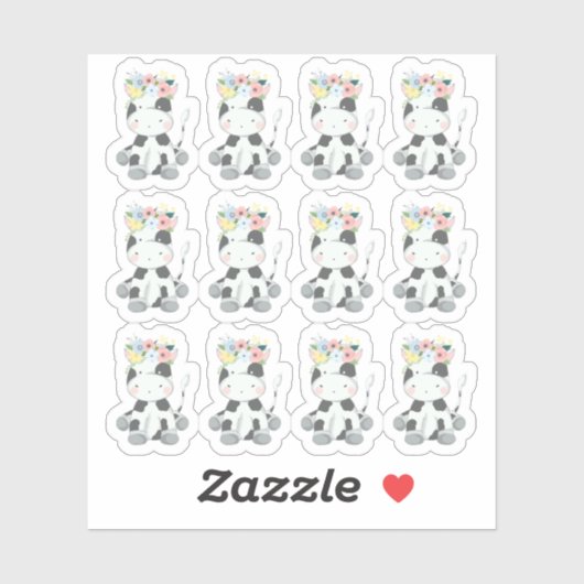 ベビー牛のフローラクラウン子供部屋スクラップブックシート シール (シート)