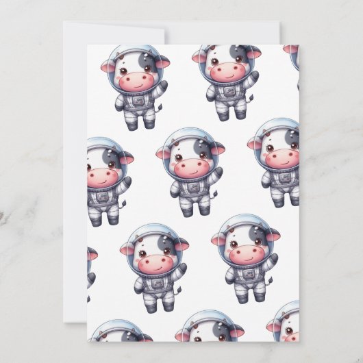 ベビー牛の宇宙飛行士1歳の誕生日 招待状 (裏面)