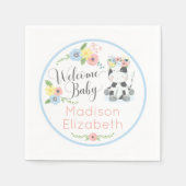 ベビー牛フローラふくらはぎウェルカムベビーシャワーパーティー スタンダードカクテルナプキン (正面)