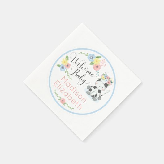 ベビー牛フローラふくらはぎウェルカムベビーシャワーパーティー スタンダードカクテルナプキン (角)