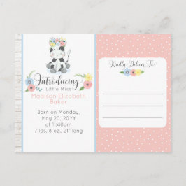 ベビー牛素朴フローラベビー誕生の発表 案内ポストカード