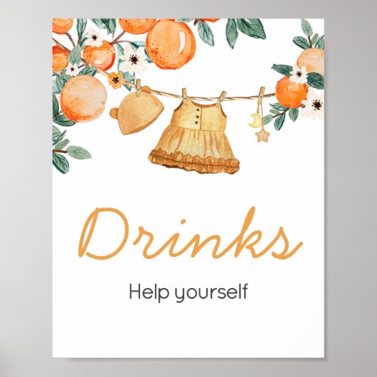 ベビー物干しオレンジフルーツ赤ちゃんシャワードリンク ポスター (正面)