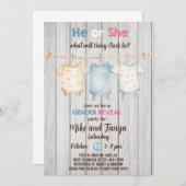 ベビー物干しジェンダー表示の招待、招待状。 招待状 (正面/裏面)