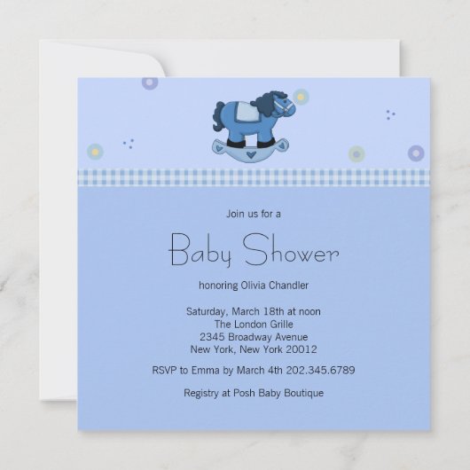 ベビー物干し男の赤ちゃん物干しベビシャワー 招待状 (裏面)