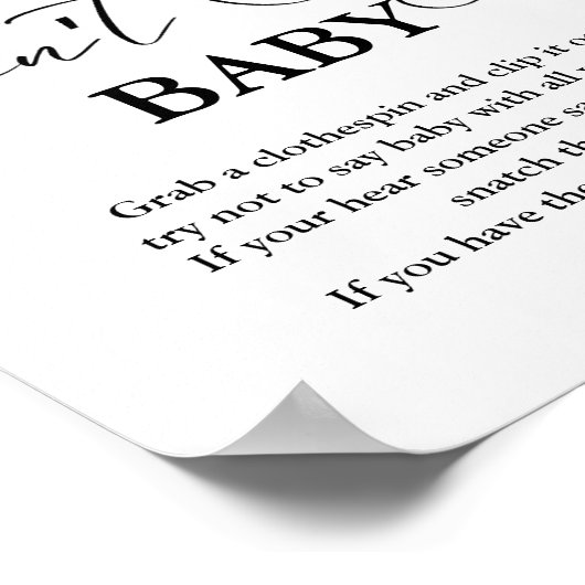 ベビー物干し線はベビーのパーティー標識を言わない ポスター (角)