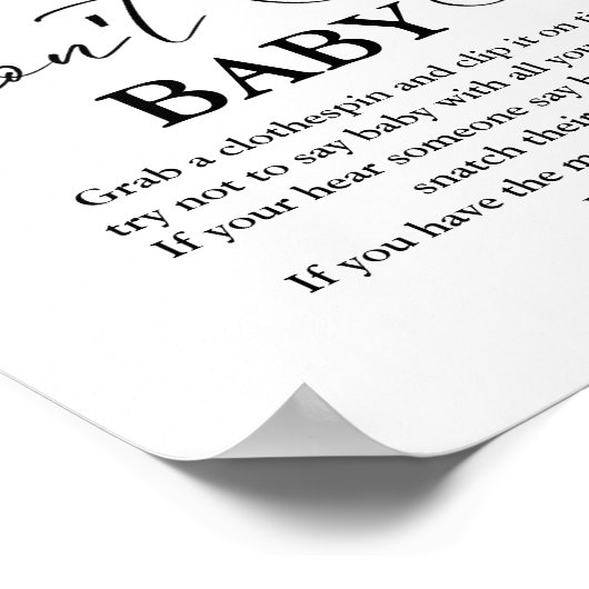 ベビー物干し線はベビーのパーティー標識を言わない ポスター (角)