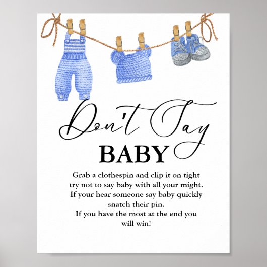 ベビー物干し線はベビーのパーティー標識を言わない ポスター (正面)