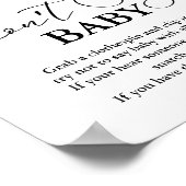 ベビー物干し線はベビーのパーティー標識を言わない ポスター (角)