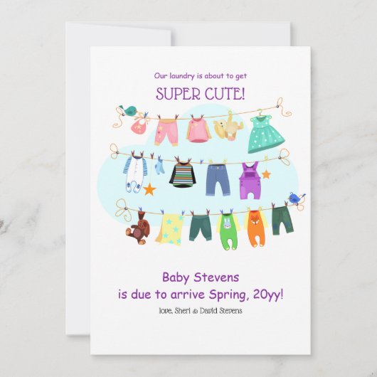 ベビー物干し線妊娠告知 案内状 (正面)
