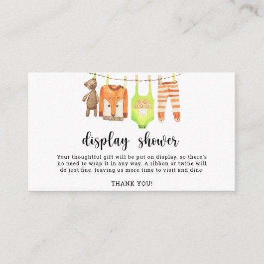 ベビー物干し線 – ディスプレイシャワー エンクロージャーカード (正面)