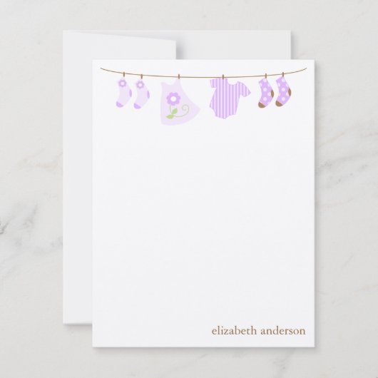 ベビー物干カスタムしラインFLAT Thank You Notes ノートカード (正面)