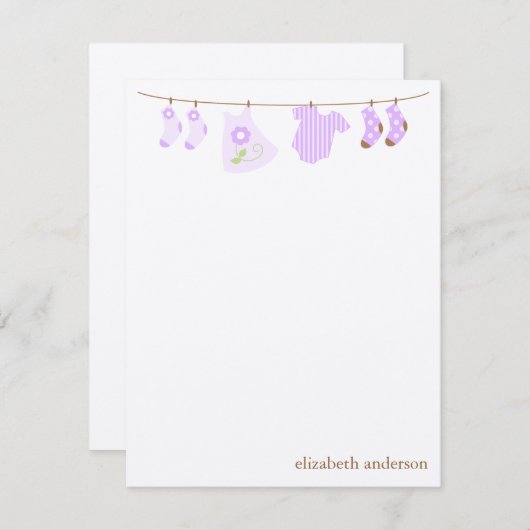 ベビー物干カスタムしラインFLAT Thank You Notes ノートカード (正面/裏面)