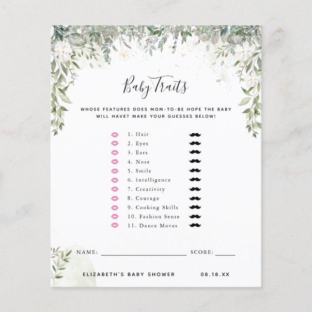 ベビー特性 |赤ちゃんシャワーゲーム (正面)