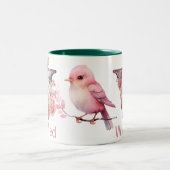 ベビー犬の写真名レターWフローラモノグラムバード ツートーンマグカップ (中央)