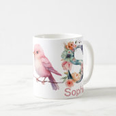 ベビー犬の写真名文字Sフローラモノグラムバード コーヒーマグカップ (正面右)