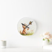 ベビー猫と蝶の時計 ラウンド壁時計 (ホーム)
