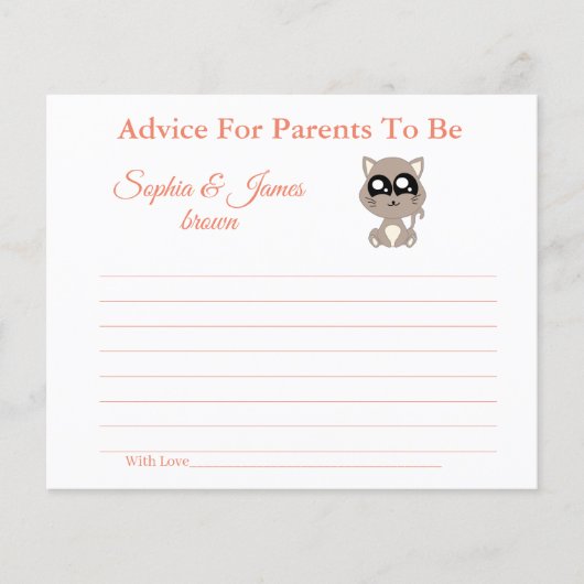 ベビー猫 |ママとパパのベビーシャワーのアドバイス チラシ (正面)