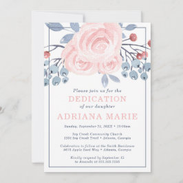 ベビー献身招待状、バプテスマ、花 招待状