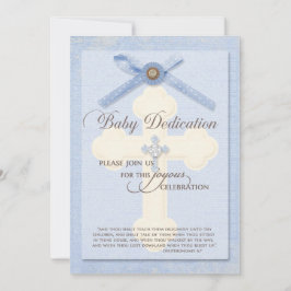 ベビー献身招待状 – 青（クロス付き/リブ付き） 招待状