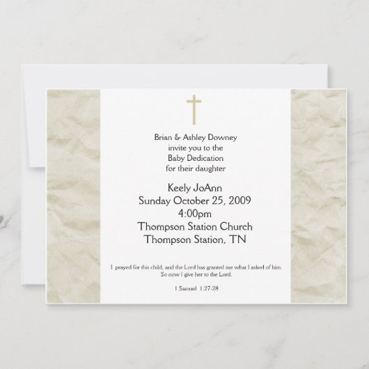 ベビー献身男女兼用洗礼招待状 招待状 (正面)