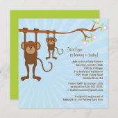 ベビー猿のサファリのベビーシャワーの招待状 招待状 (正面/裏面)