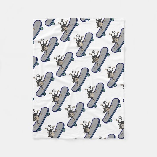 ベビー猿の乗馬のスケートボード フリースブランケット (正面)