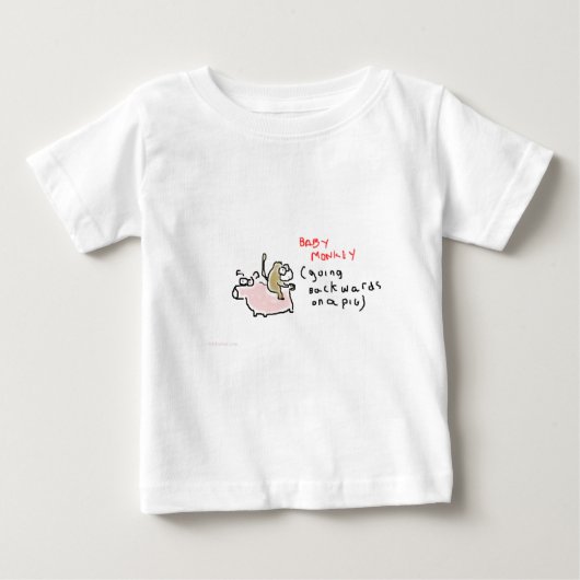 ベビー猿(ブタで後方に乗っている) ベビーTシャツ (正面)