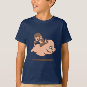 ベビー猿(ブタで退歩している) Tシャツ