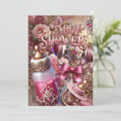 ベビー王室のシャワー招待状ヴィンテージフローラ宝石 招待状 (スタンド正面)