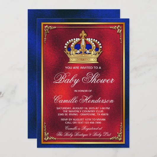 ベビー王室のシャワー招待状 招待状 (正面/裏面)