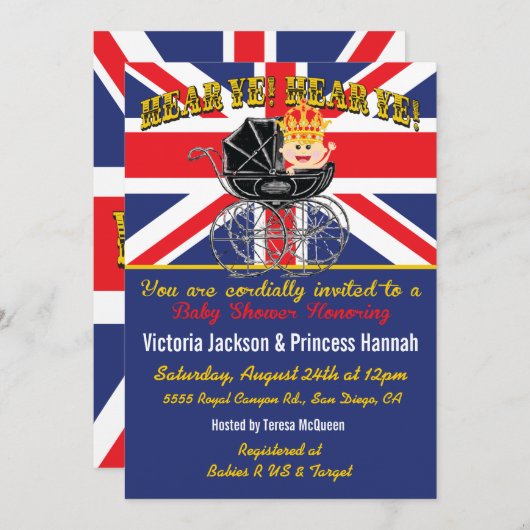 ベビー王室のシャワー招待状 招待状 (正面/裏面)