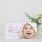 ベビー王室のピンクと王冠 案内状 (スタンド正面)