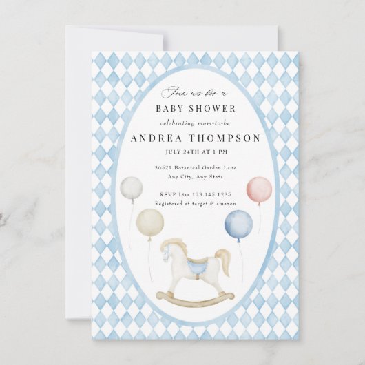 ベビー玩具 |ヴィンテージの赤ちゃん 招待状 (正面)