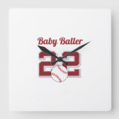 ベビー球技野球壁時計ベビー子供部屋。 スクエア壁時計 (正面)