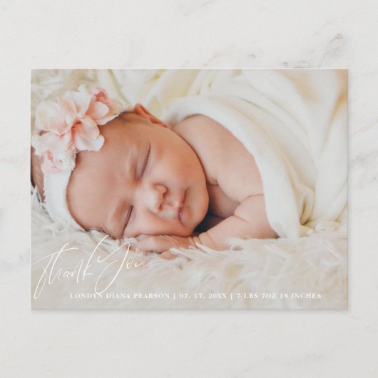 ベビー生まれたばかりのありがとうお写真誕生のお知らせ ポストカード (正面)