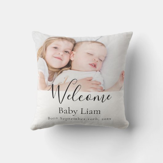 ベビー生まれたばかりのの歓迎の名前の写真 クッション (裏面)