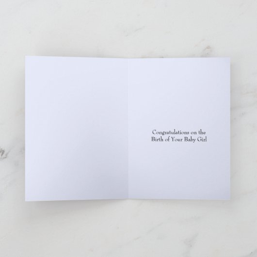 ベビー生まれたばかりのガールおめでとうピンクフラミンゴ カード (内部)