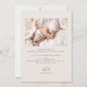 ベビー生まれたばかりのガールアイボリーサンキューフォト誕生 案内状 (裏面)