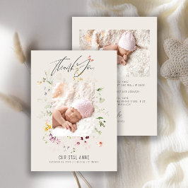 ベビー生まれたばかりのガールアイボリーサンキューフォト誕生 案内状