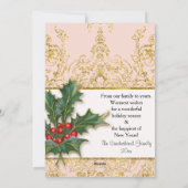 ベビー生まれたばかりのガールクリスマス金ゴールドグリッター写真 シーズンカード (裏面)