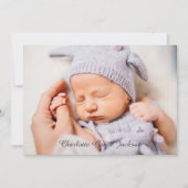 ベビー生まれたばかりのガールスクリプト写真アナウンスメントカード 案内状 (正面)